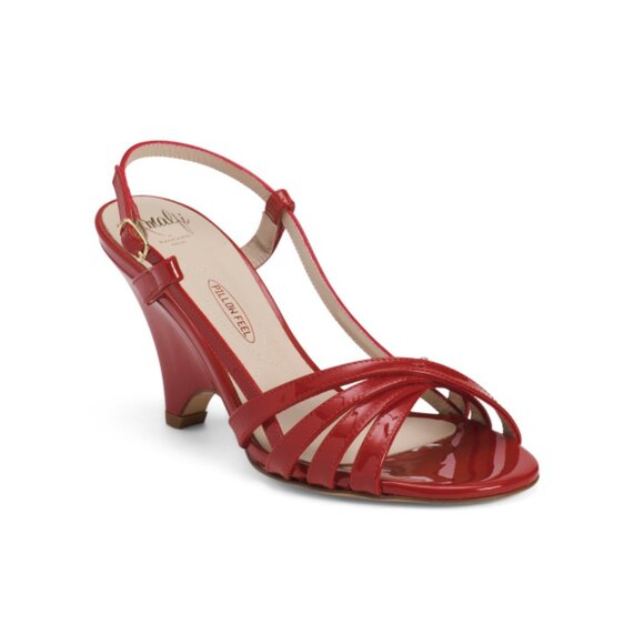 AMALFI Red Made In Italy Leather Camogli Slingback Heels - Picture 1 of 2